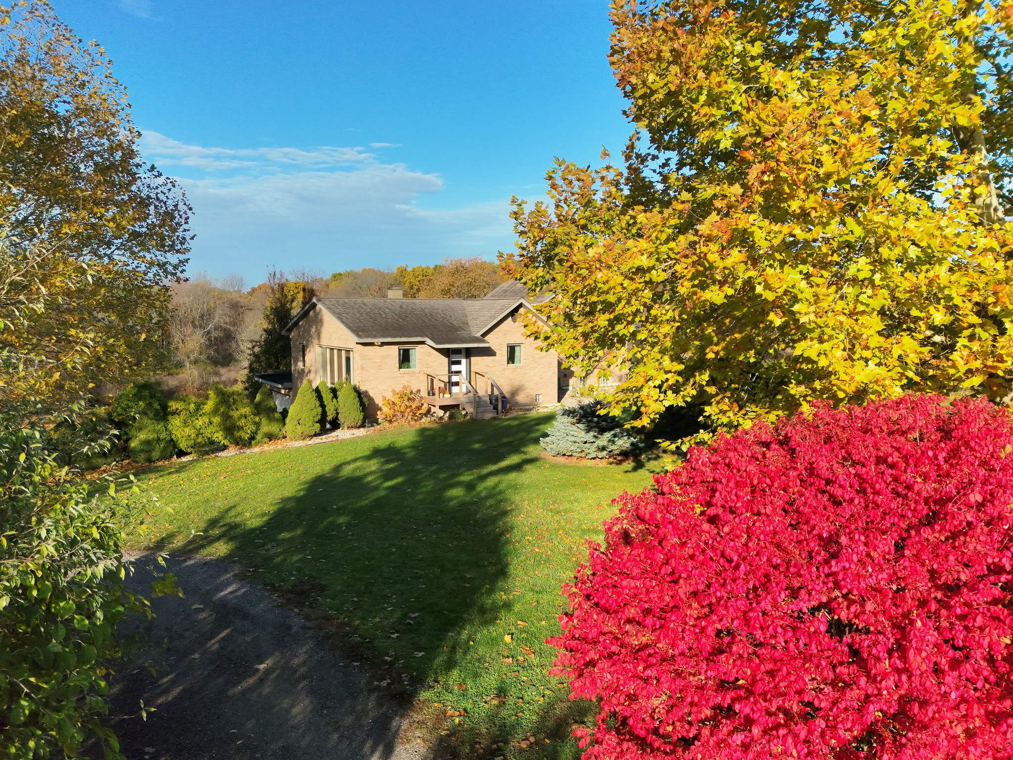 Hillside Haven exterior in autumn